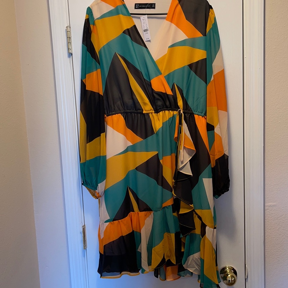 NY&CO Multi Color Mini Wrap Dress with lining
